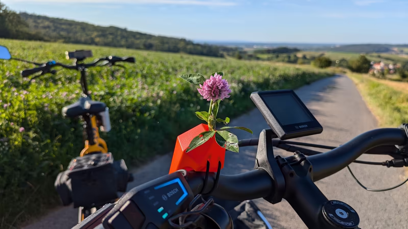 i:SY E-Bike Ausfahrt mit Lenkervase als bunter i:SY Stimmungsaufheller am Untermain